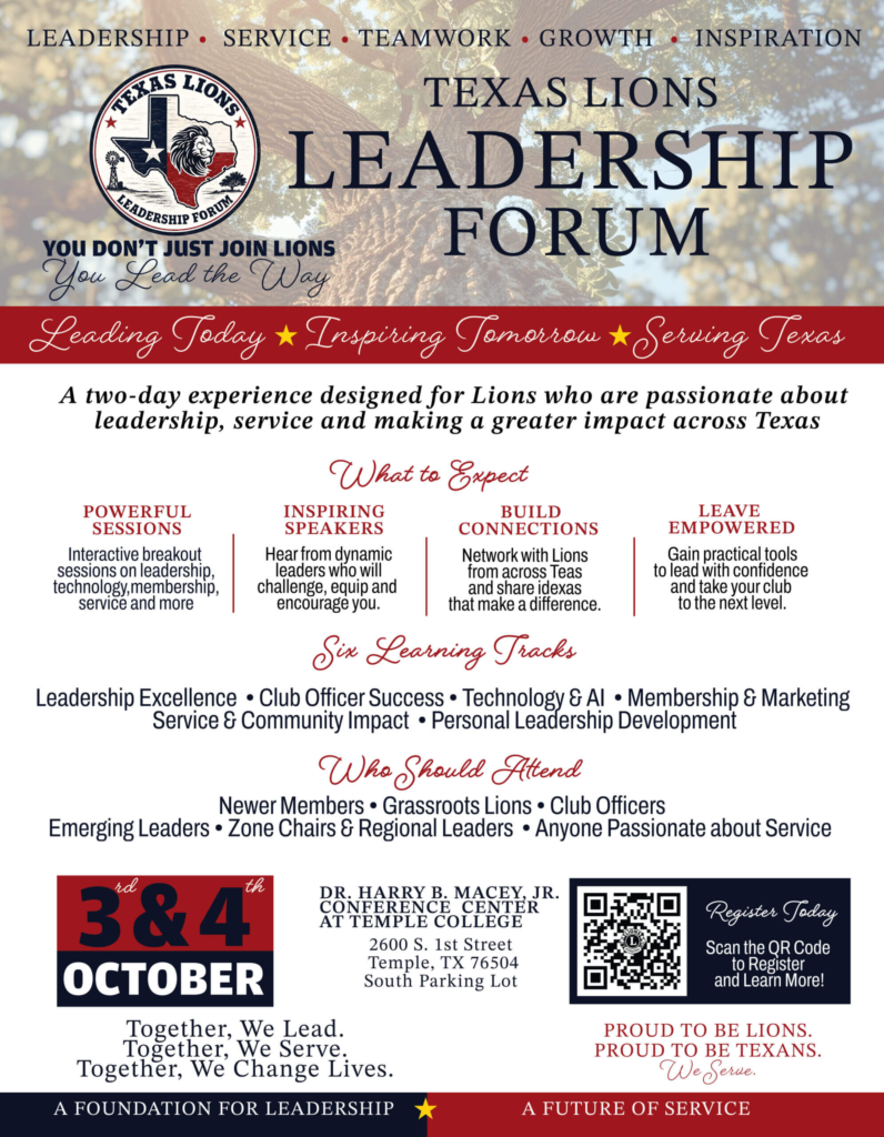 2026 Texas Lions Leadership Forum Flyer