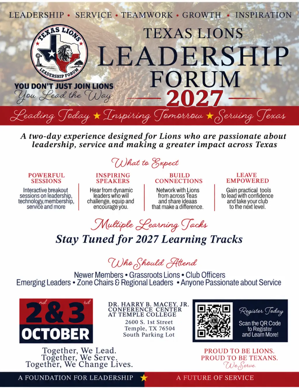 2027 Texas Lions Leadership Forum Flyer