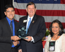 Gerardo Gonzalez (1st Place Winner 2-A3) - PIP Frank Moore - Lion Gloria Mathur (Outstanding Youth Award Coordinator)