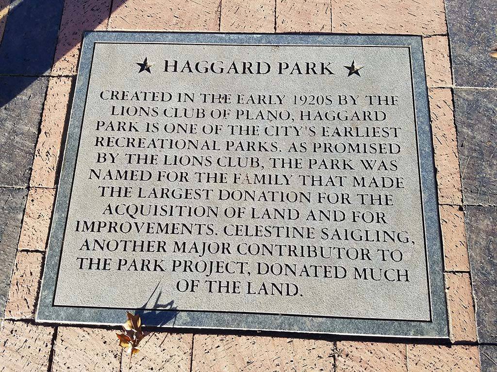 Haggard Park Lions Dedication Plaque